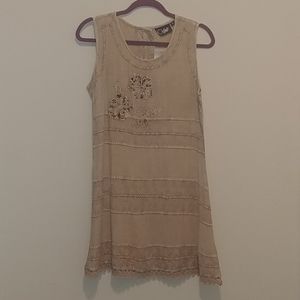 Tan Boho Sleeveless Dress
